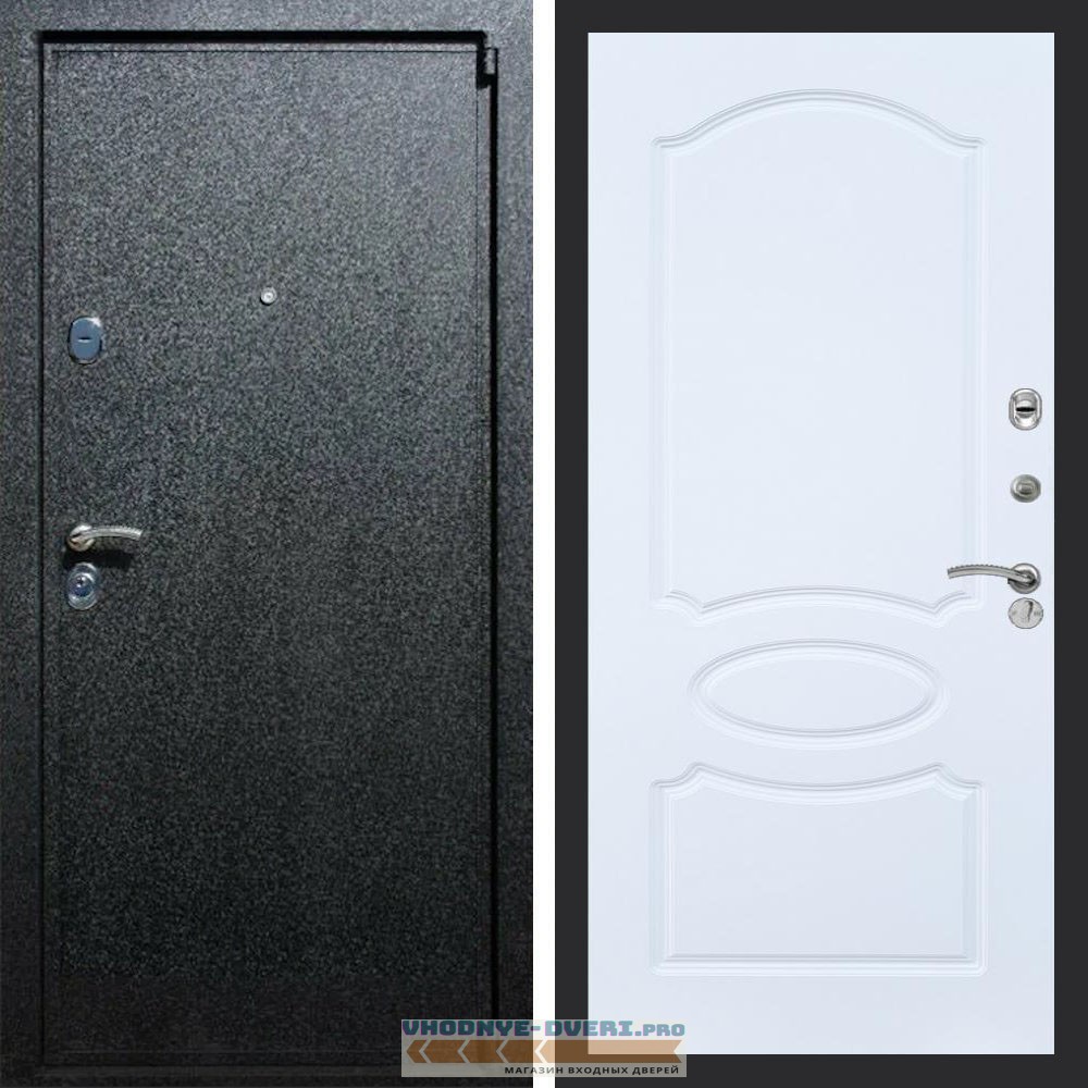 Входная дверь REX (Рекс) 3 Черный крокодил ФЛ-128 Белый матовый