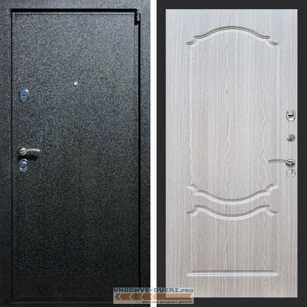 Входная дверь REX (Рекс) 3 Черный крокодил ФЛ-130 Беленый дуб