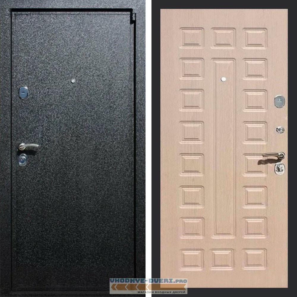 Входная дверь REX (Рекс) 3 Черный крокодил ФЛ-183 беленый дуб