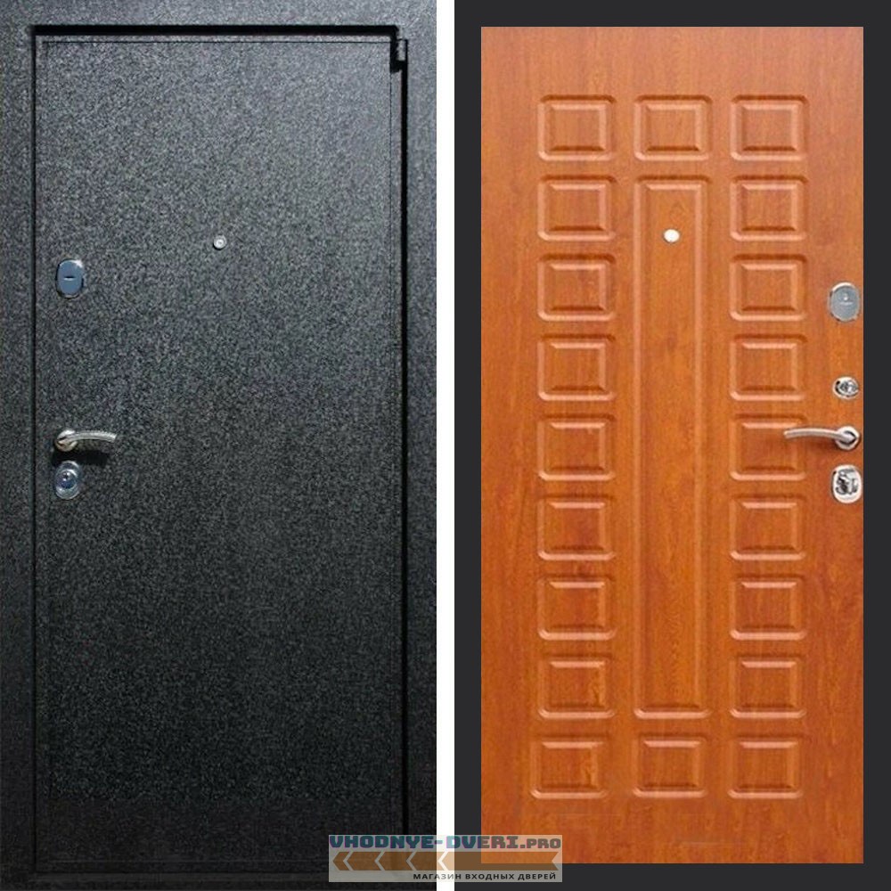 Входная дверь REX (Рекс) 3 Черный крокодил ФЛ-183 дуб светлый