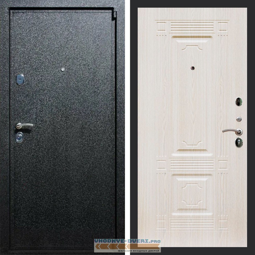 Входная дверь REX (Рекс) 3 Черный крокодил ФЛ-2 беленый дуб 16мм