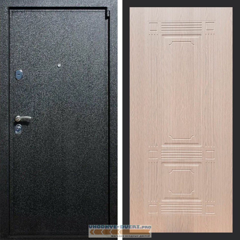 Входная дверь REX (Рекс) 3 Черный крокодил ФЛ-2 беленый дуб 6мм