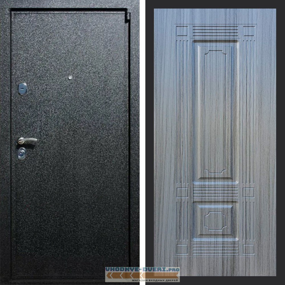 Входная дверь REX (Рекс) 3 Черный крокодил ФЛ-2 сандал серый 16 мм