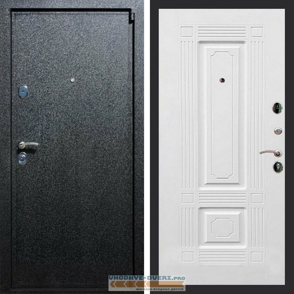 Входная дверь REX (Рекс) 3 Черный крокодил ФЛ-2 ясень белый 16 мм