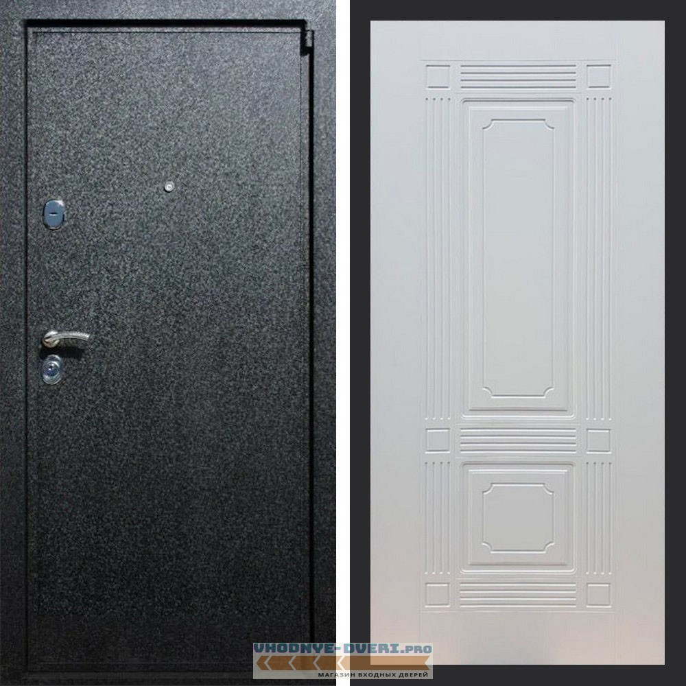 Входная дверь REX (Рекс) 3 Черный крокодил ФЛ-2 ясень белый 6 мм