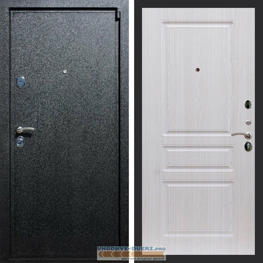 Входная дверь REX (Рекс) 3 Черный крокодил ФЛ-243 беленый дуб