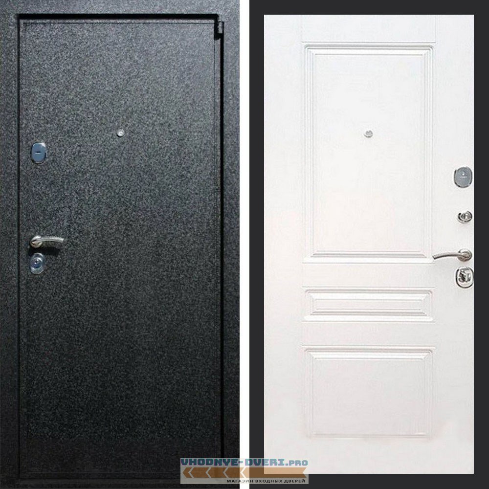 Входная дверь REX (Рекс) 3 Черный крокодил ФЛ-243 белый ясень
