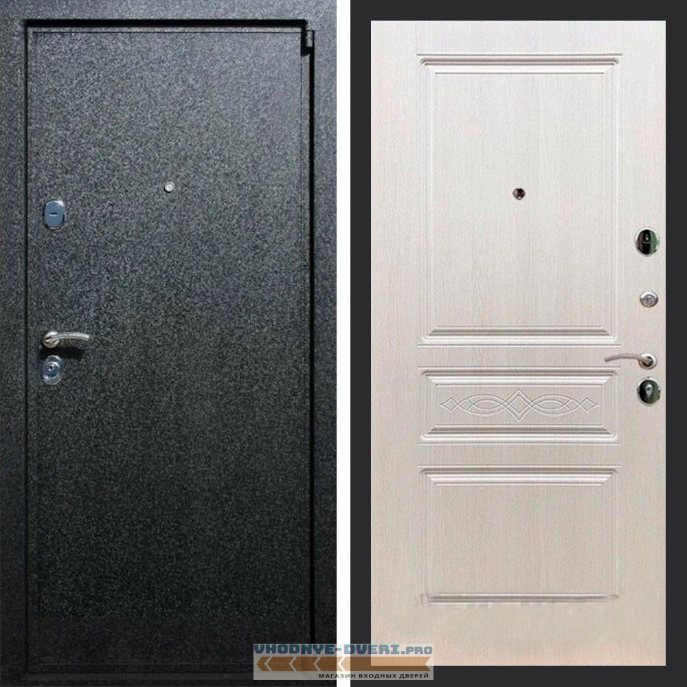 Входная дверь REX (Рекс) 3 Черный крокодил ФЛ-243 лиственница беж с узором