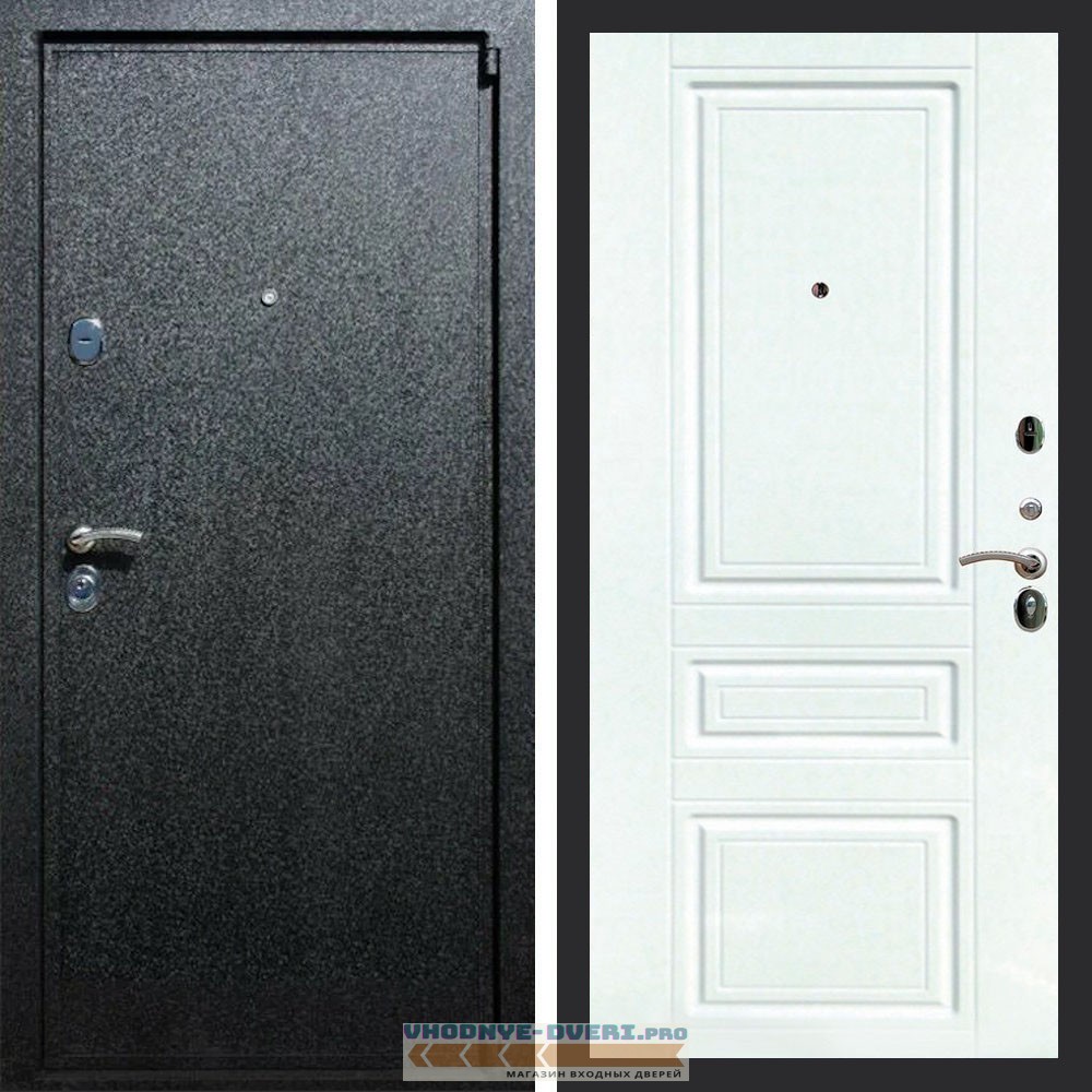 Входная дверь REX (Рекс) 3 Черный крокодил ФЛ-243 белый матовый