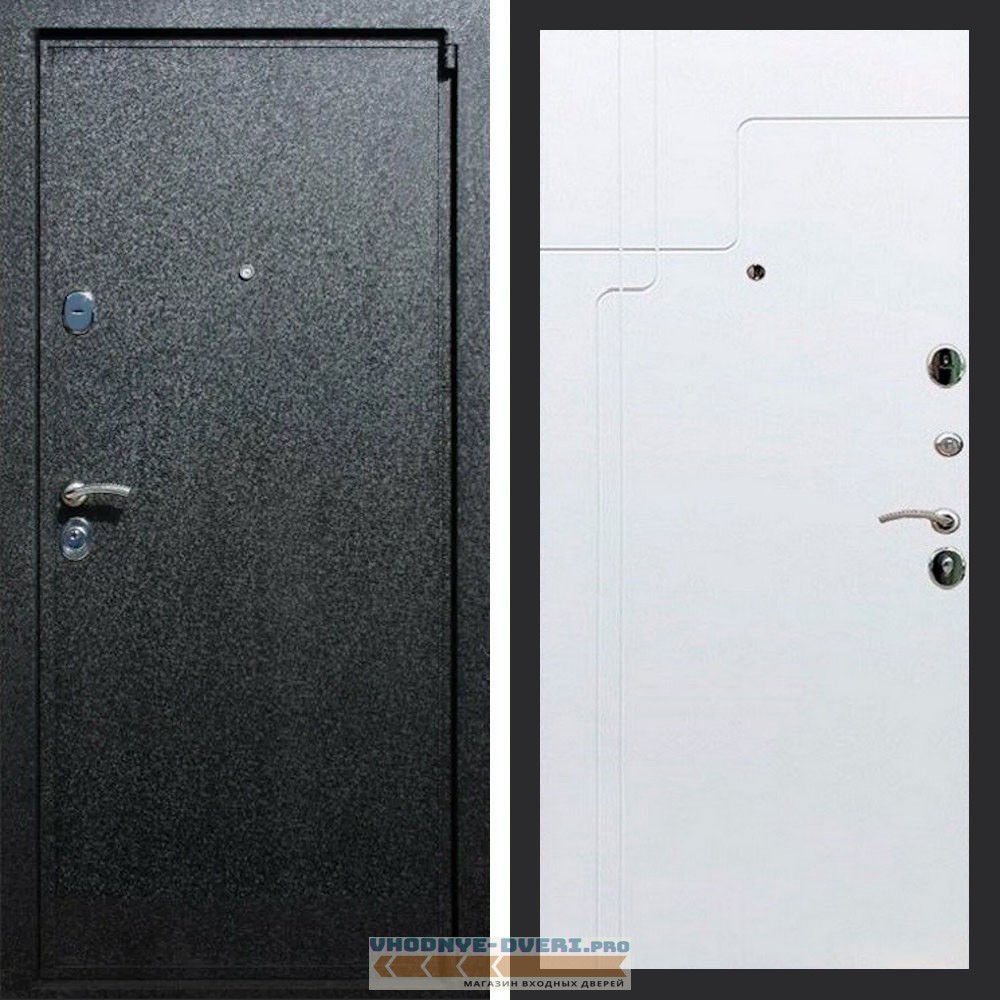 Входная дверь REX (Рекс) 3 Черный крокодил ФЛ-246 белый матовый