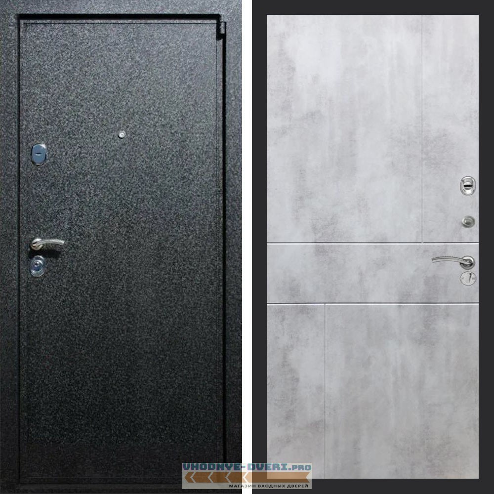 Входная дверь REX (Рекс) 3 Черный крокодил ФЛ-290 бетон светлый