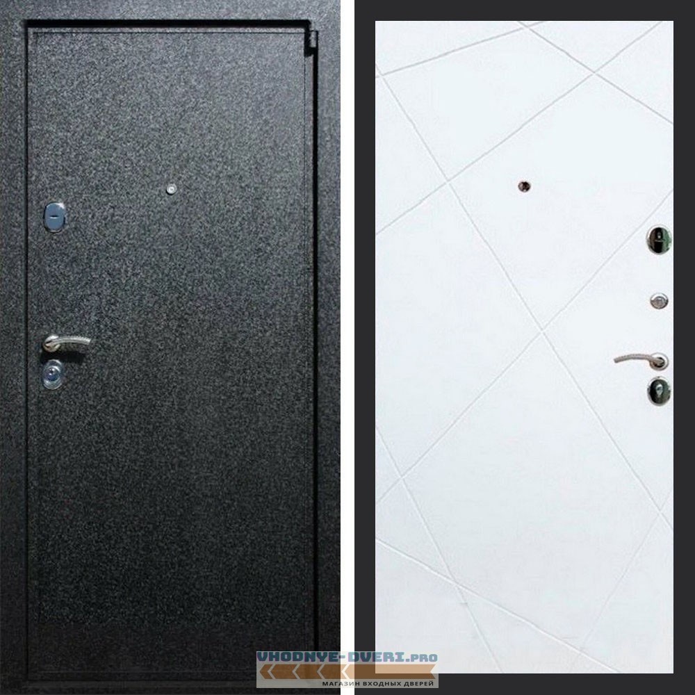 Входная дверь REX (Рекс) 3 Черный крокодил ФЛ-291 белый матовый
