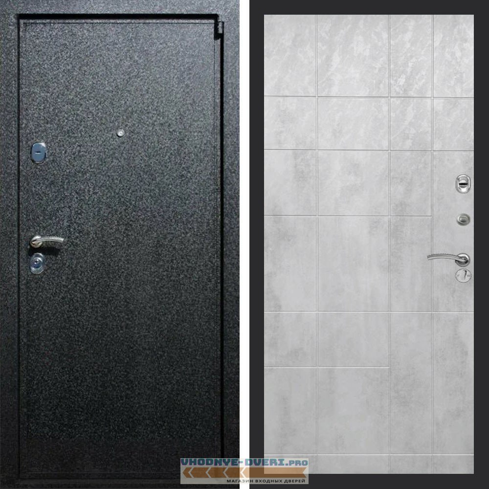 Входная дверь REX (Рекс) 3 Черный крокодил ФЛ-299 Бетон светлый