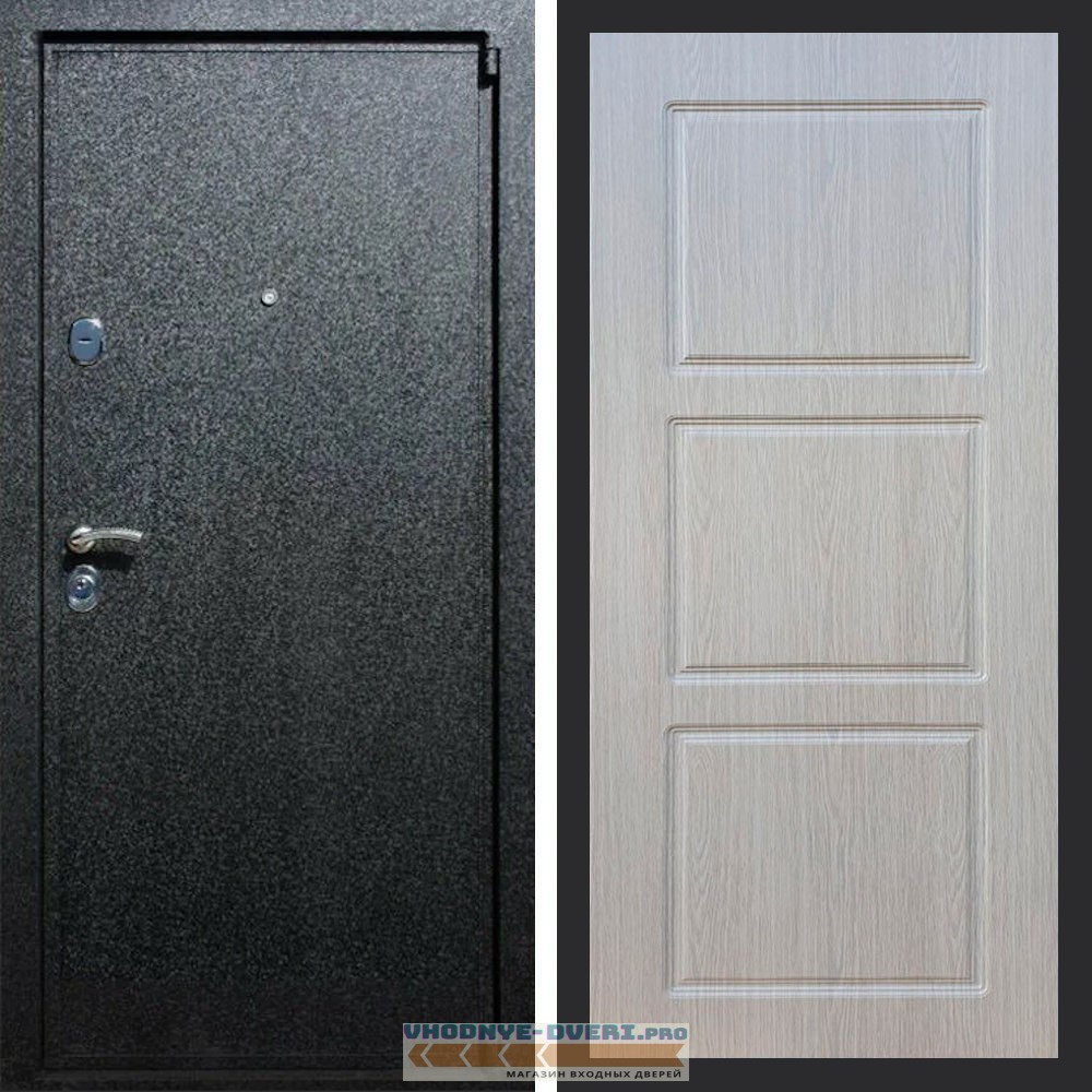 Входная дверь REX (Рекс) 3 Черный крокодил ФЛ-3 беленый дуб