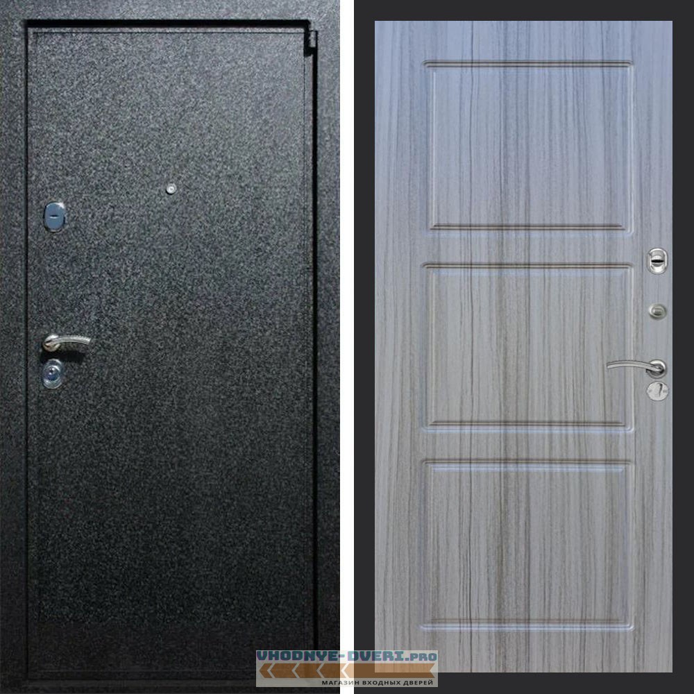 Входная дверь REX (Рекс) 3 Черный крокодил ФЛ-3 сандал серый