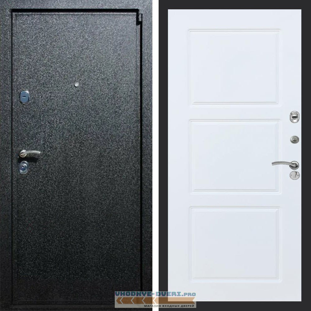 Входная дверь REX (Рекс) 3 Черный крокодил ФЛ-3 белый матовый