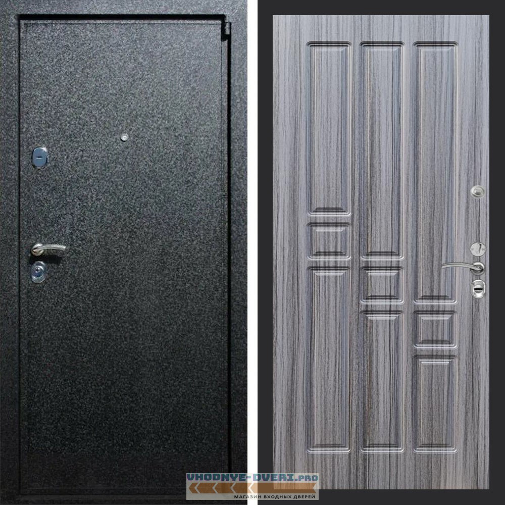 Входная дверь REX (Рекс) 3 Черный крокодил ФЛ-31 Сандал серый