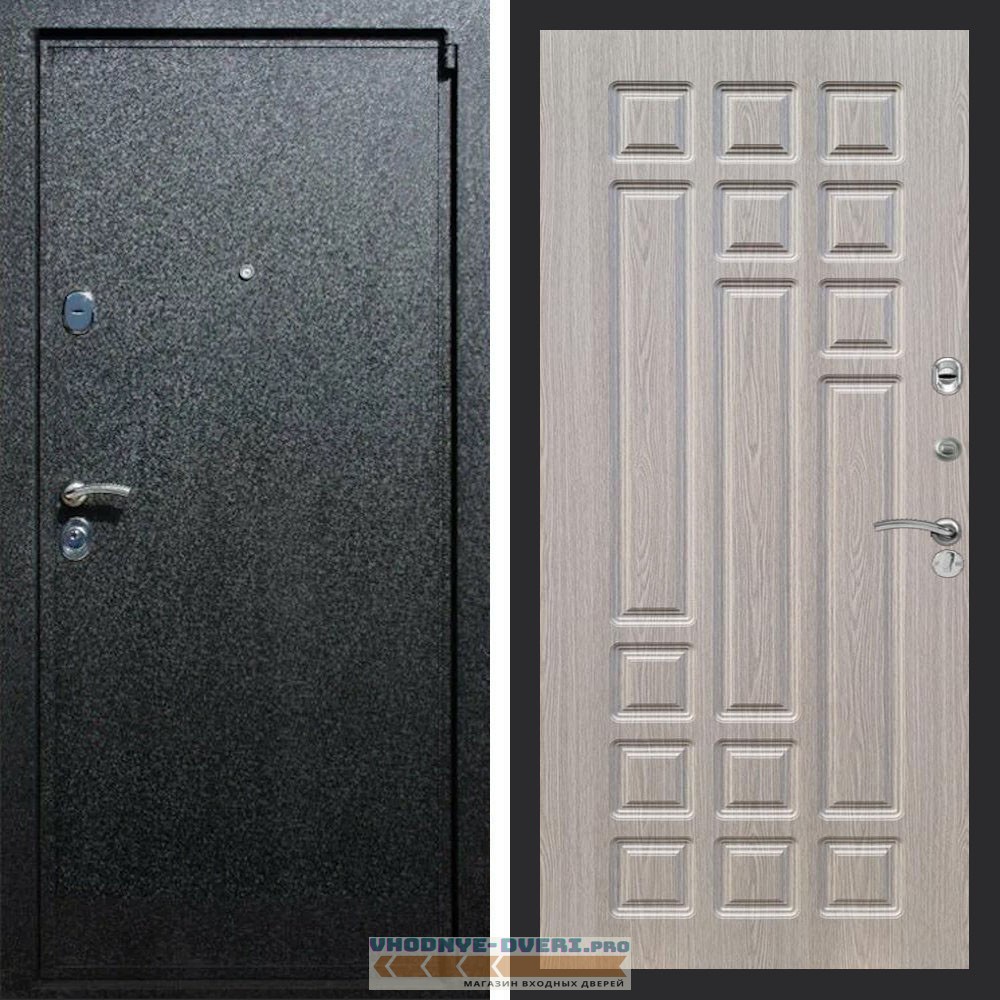 Входная дверь REX (Рекс) 3 Черный крокодил ФЛ-32 Беленый дуб