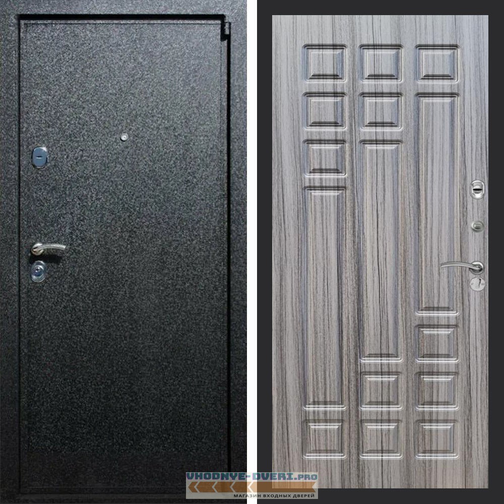 Входная дверь REX (Рекс) 3 Черный крокодил ФЛ-32 Сандал серый