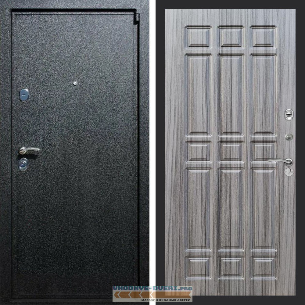 Входная дверь REX (Рекс) 3 Черный крокодил ФЛ-33 Сандал серый
