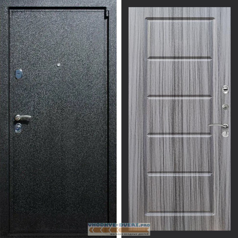 Входная дверь REX (Рекс) 3 Черный крокодил ФЛ-39 Сандал серый