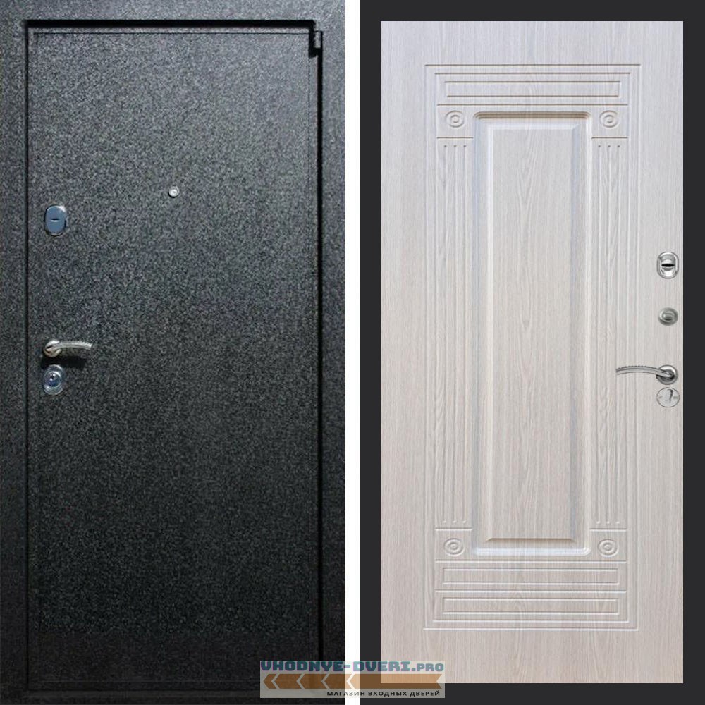 Входная дверь REX (Рекс) 3 Черный крокодил ФЛ-4 беленый дуб
