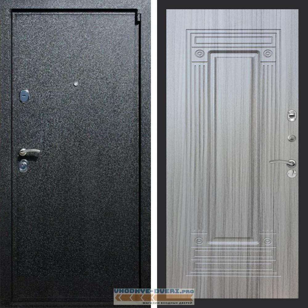 Входная дверь REX (Рекс) 3 Черный крокодил ФЛ-4 сандал серый