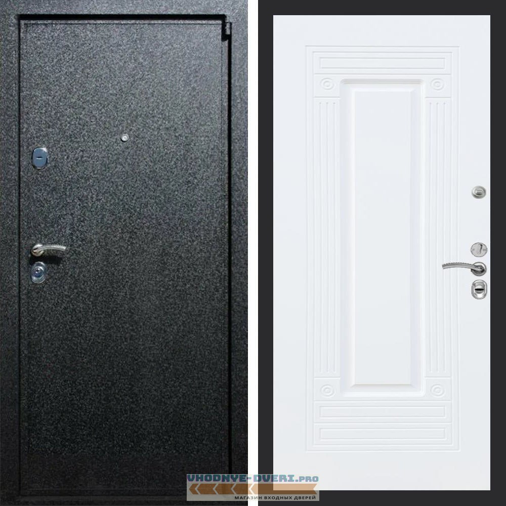Входная дверь REX (Рекс) 3 Черный крокодил ФЛ-4 Белый матовый