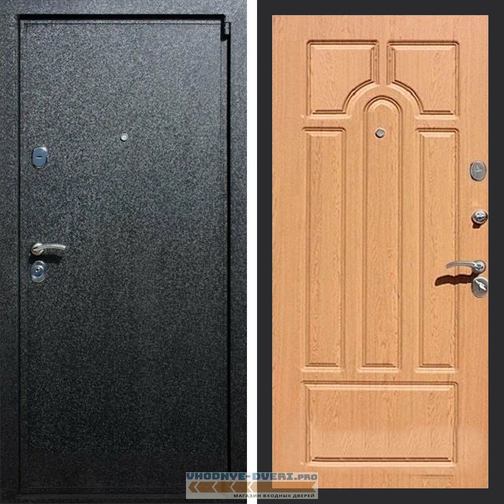 Входная дверь REX (Рекс) 3 Черный крокодил ФЛ-58 дуб светлый