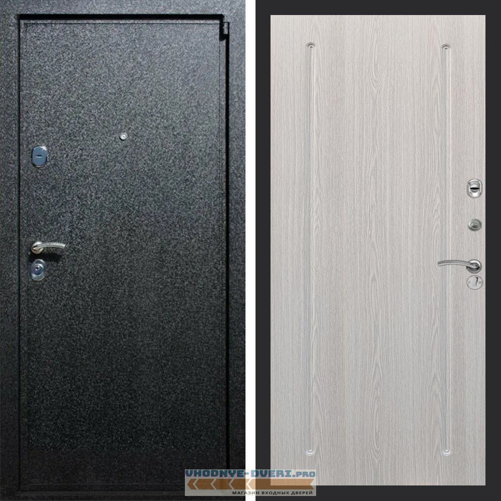 Входная дверь REX (Рекс) 3 Черный крокодил ФЛ-68 Беленый дуб