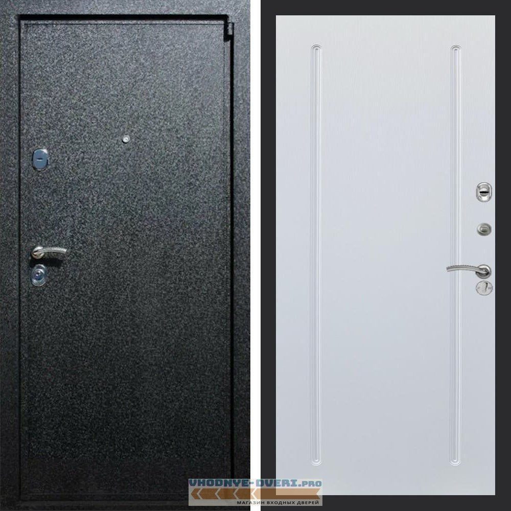 Входная дверь REX (Рекс) 3 Черный крокодил ФЛ-68 Белый ясень