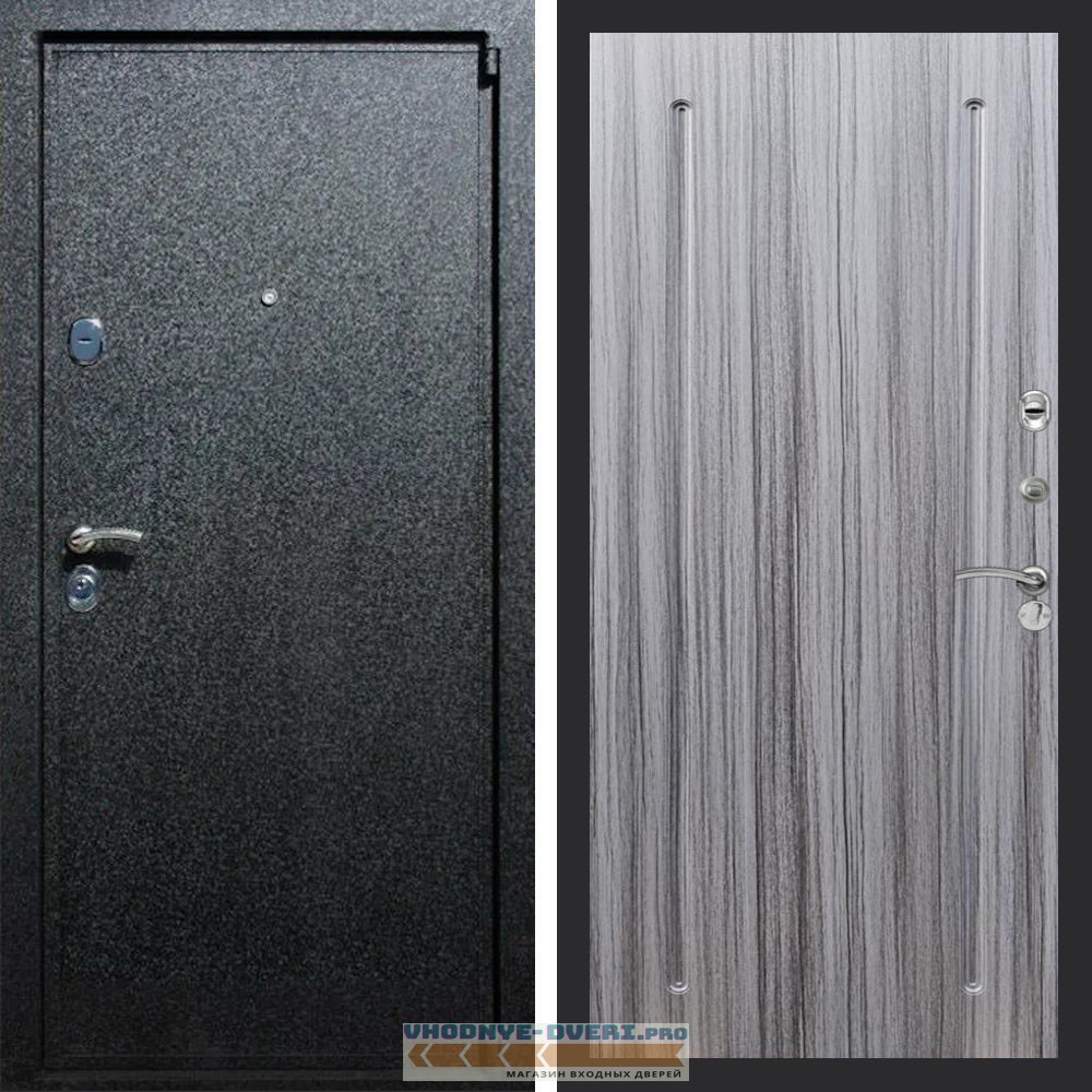 Входная дверь REX (Рекс) 3 Черный крокодил ФЛ-68 Сандал серый