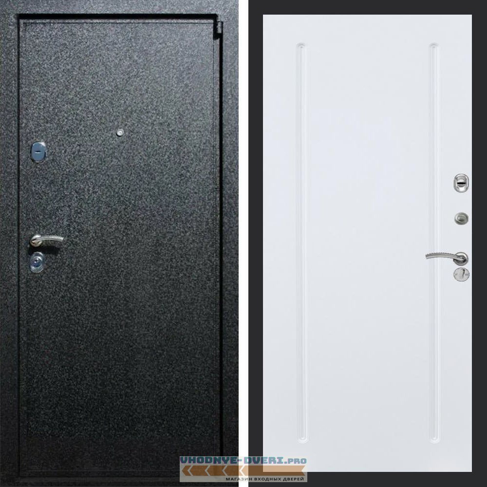 Входная дверь REX (Рекс) 3 Черный крокодил ФЛ-68 Белый матовый