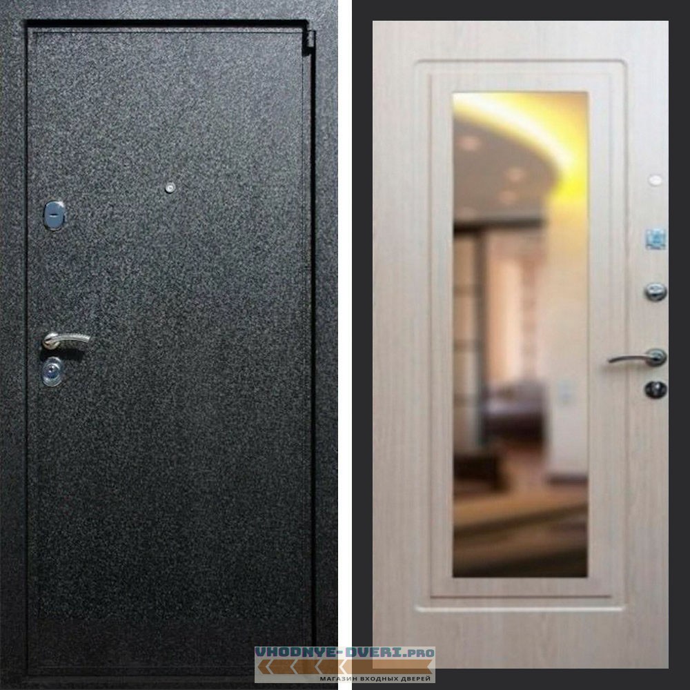 Входная дверь REX (Рекс) 3 Черный крокодил ФЛЗ-120 беленый дуб