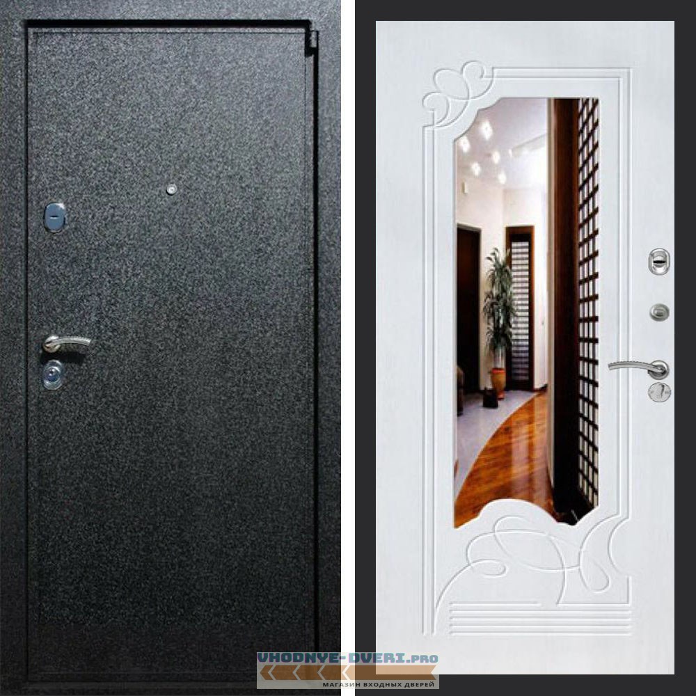 Входная дверь REX (Рекс) 3 Черный крокодил ФЛЗ-147 Белый ясень