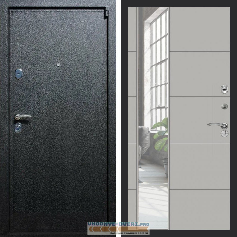 Входная дверь REX (Рекс) 3 Черный крокодил ЛФЛС-19 Грей софт