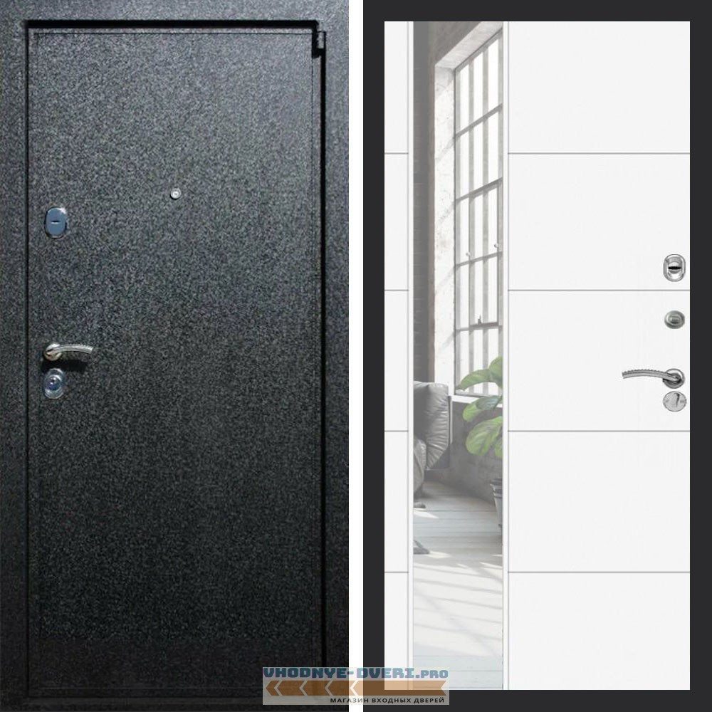 Входная дверь REX (Рекс) 3 Черный крокодил ЛФЛС-19 Белый матовый