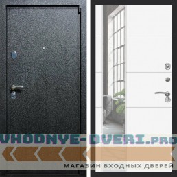 Входная дверь REX (Рекс) 3 Черный крокодил ЛФЛС-19 Белый матовый