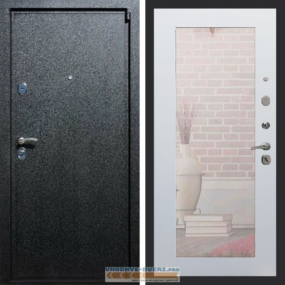 Входная дверь REX (Рекс) 3 Черный крокодил пастораль белый матовый