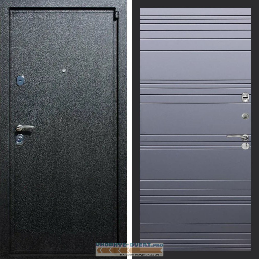 Входная дверь REX (Рекс) 3 Черный крокодил полоски горизонтальные силк титан