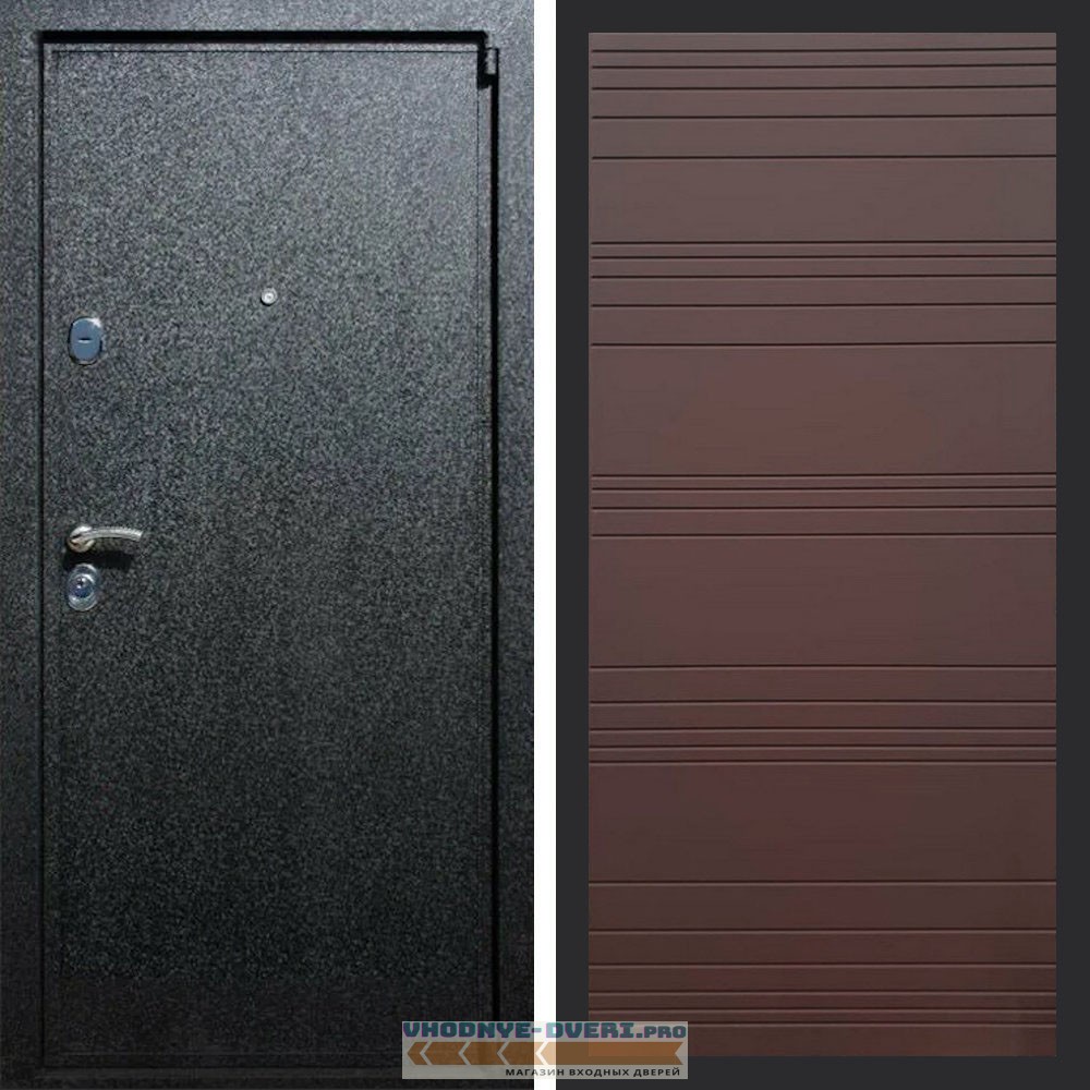 Входная дверь REX (Рекс) 3 Черный крокодил полоски горизонтальные ясень шоколадный