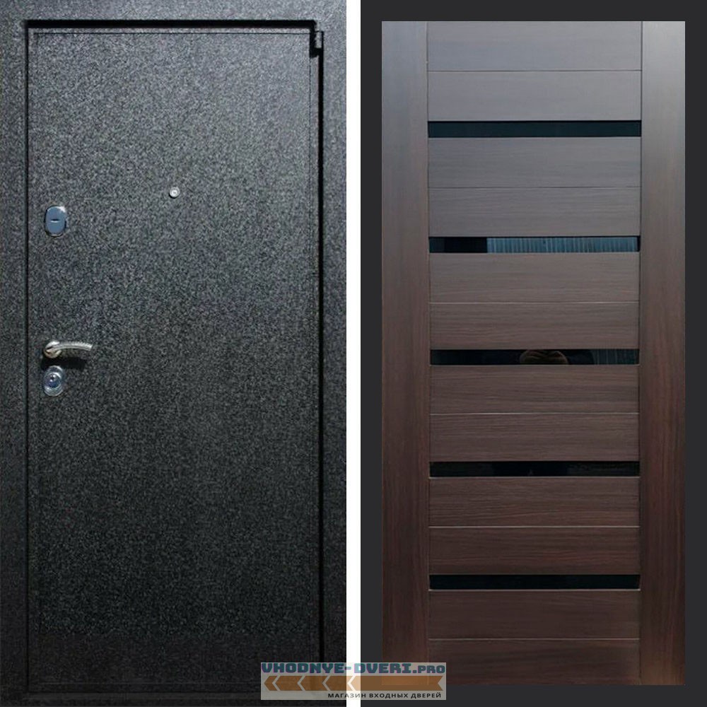 Входная дверь REX (Рекс) 3 Черный крокодил сб-14 эковенге черное стекло