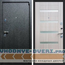 Входная дверь REX (Рекс) 3 Черный крокодил СБ-14 сандал светлый белое стекло