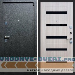 Входная дверь REX (Рекс) 3 Черный крокодил СБ-14 сандал светлый черное стекло