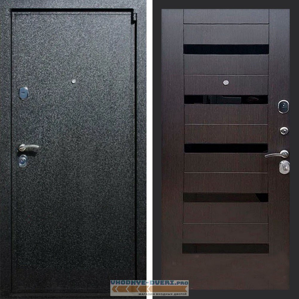 Входная дверь REX (Рекс) 3 Черный крокодил сб-14 венге черное стекло