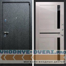 Входная дверь REX (Рекс) 3 Черный крокодил сб-18 лиственница бежевая черное стекло