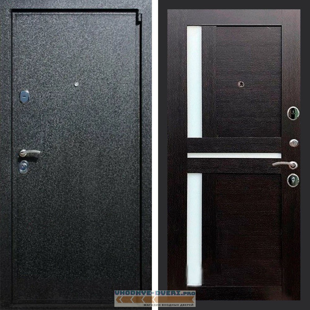 Входная дверь REX (Рекс) 3 Черный крокодил сб-18 венге белое стекло