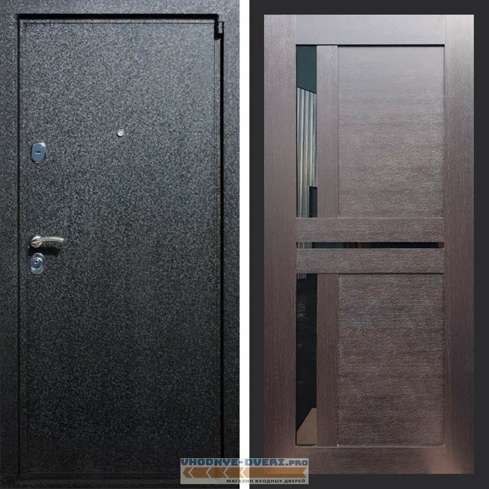 Входная дверь REX (Рекс) 3 Черный крокодил сб-18 венге черное стекло