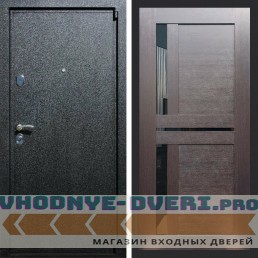 Входная дверь REX (Рекс) 3 Черный крокодил сб-18 венге черное стекло