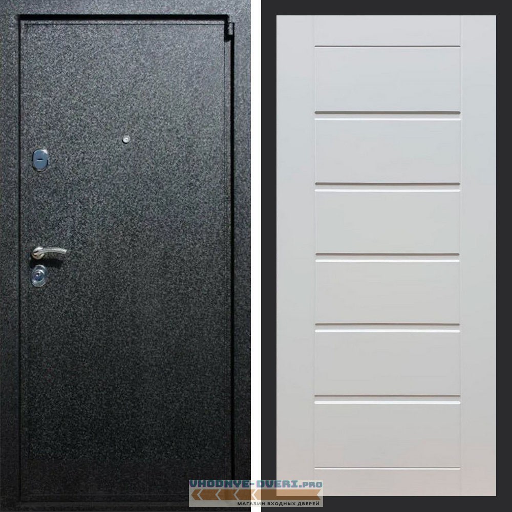 Входная дверь REX (Рекс) 3 Черный крокодил сити 16 мм ясень белый